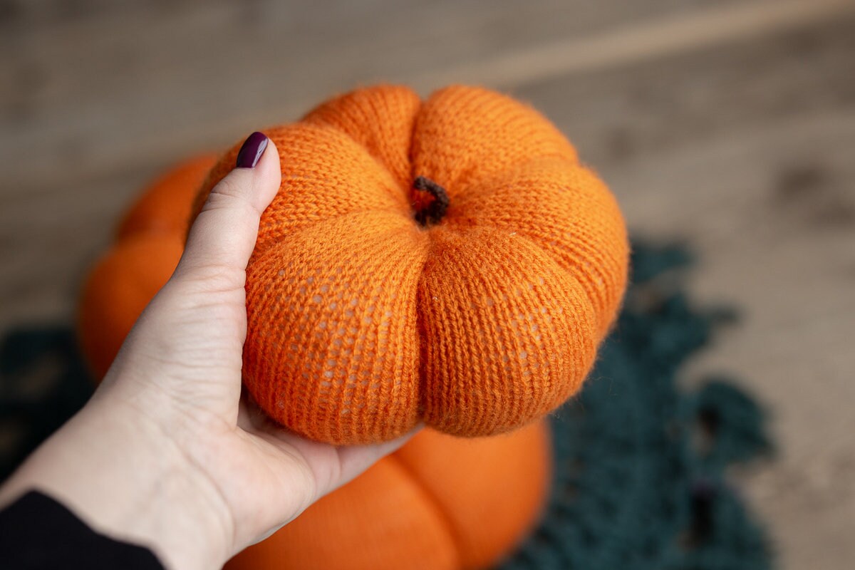 Newborn Knit Pumpkins Toys, Newborn Pumpkin Decor, Pumpkins Fall Decor Autumn,Knitted Newborn Photography Props Set, Newborn Photo Props