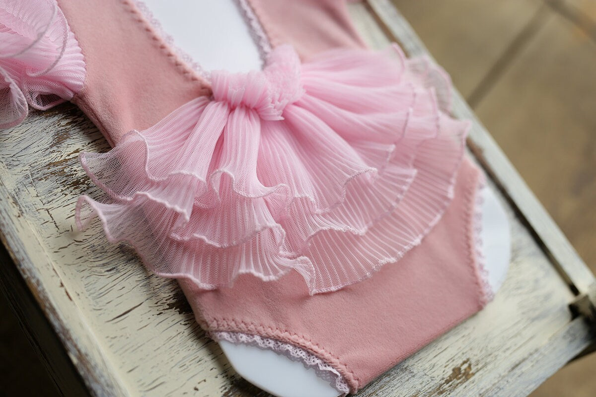Newborn girl romper with elegant lace trim & headband,Newborn Romper,Newborn photography prop,Newborn photo outfit girl,Pregnancy gift