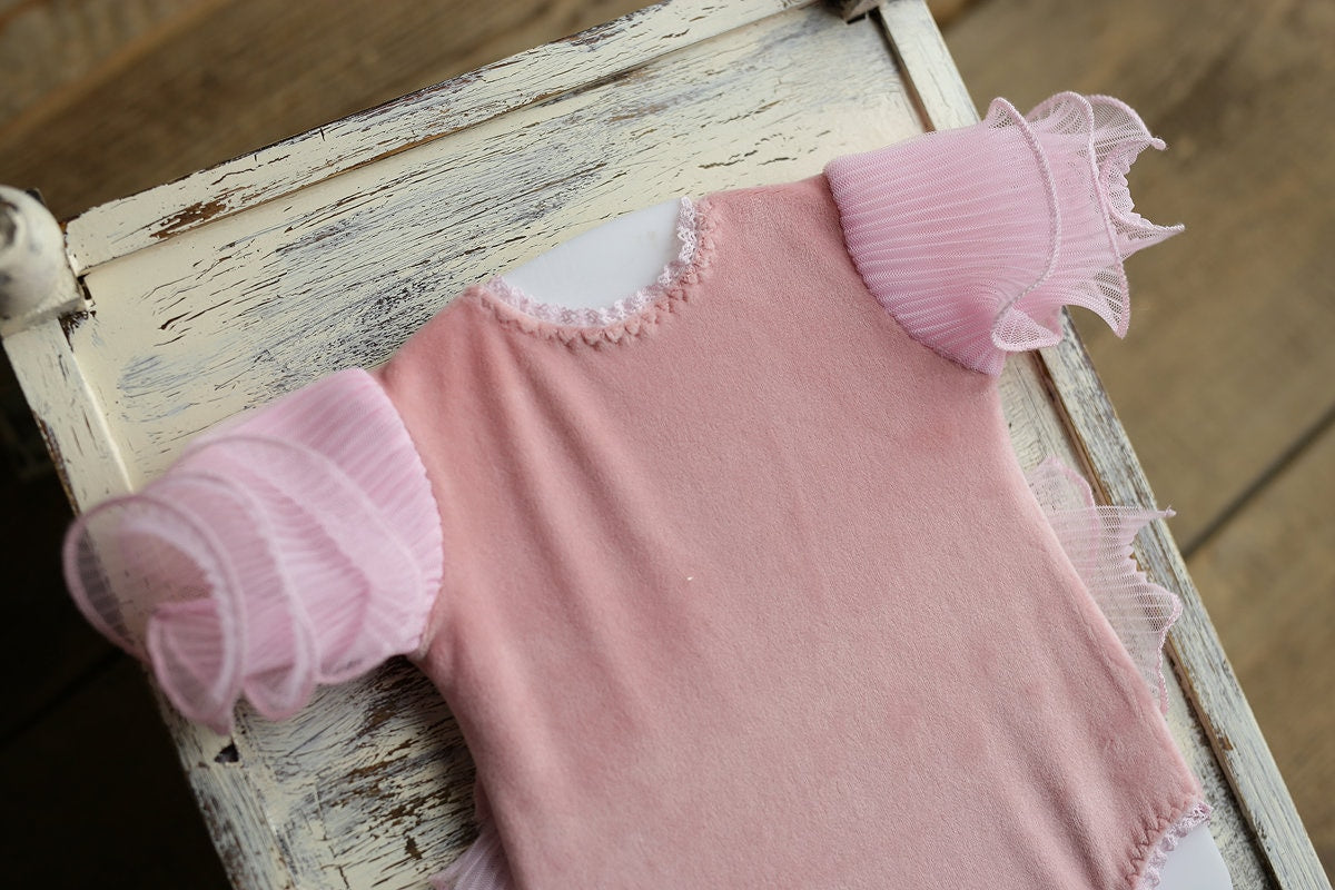Newborn girl romper with elegant lace trim & headband,Newborn Romper,Newborn photography prop,Newborn photo outfit girl,Pregnancy gift