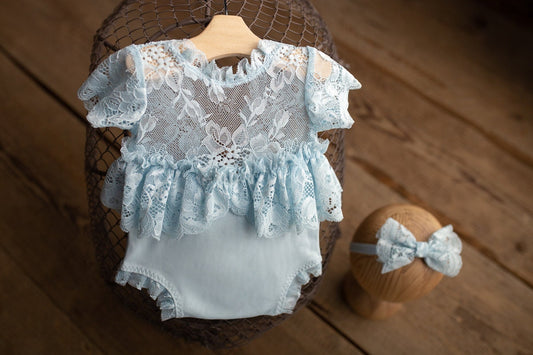 Newborn Girl Romper, Newborn Girl Outfit, Newborn Photography Props, Newborn Photo Props, Newborn romper with Headband for newborn girls,RTS