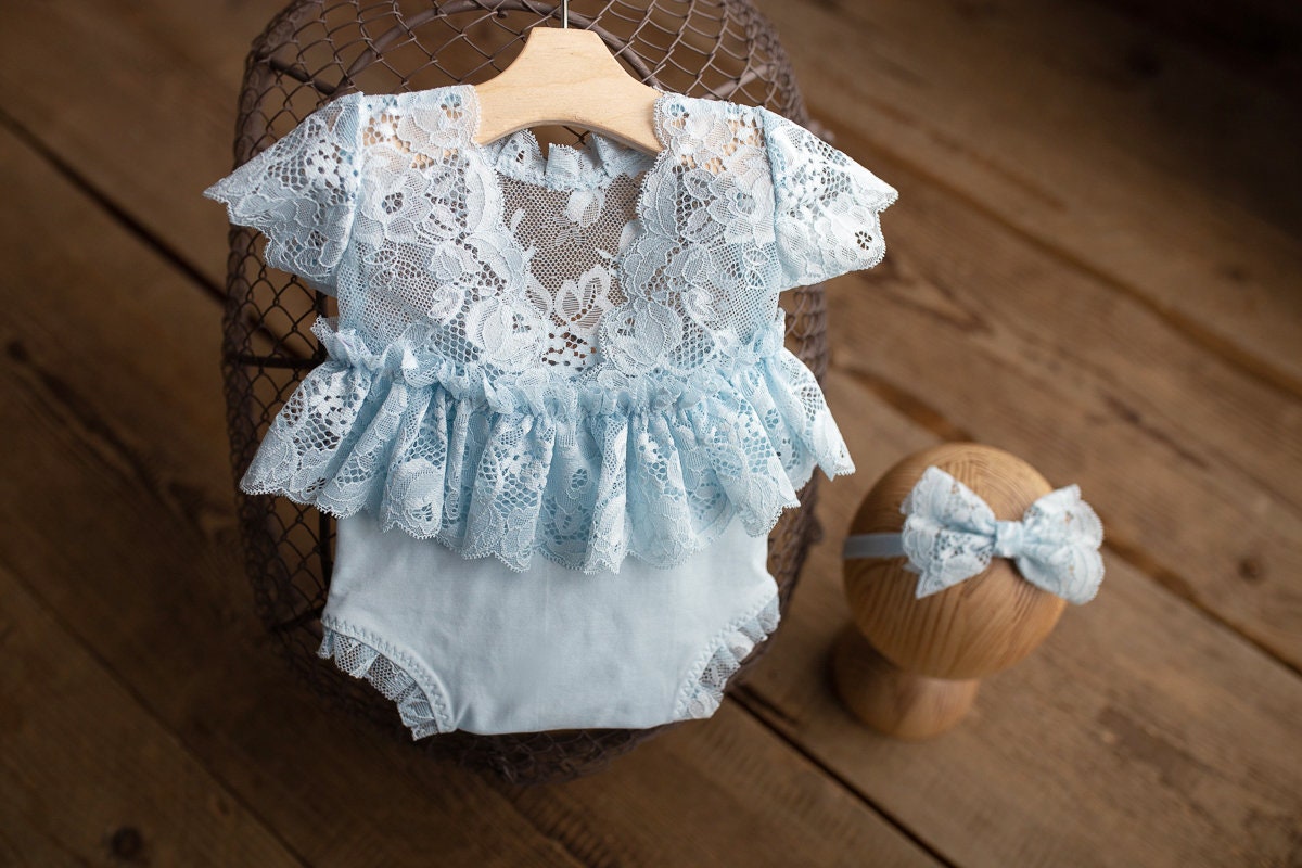 Newborn Girl Romper, Newborn Girl Outfit, Newborn Photography Props, Newborn Photo Props, Newborn romper with Headband for newborn girls,RTS