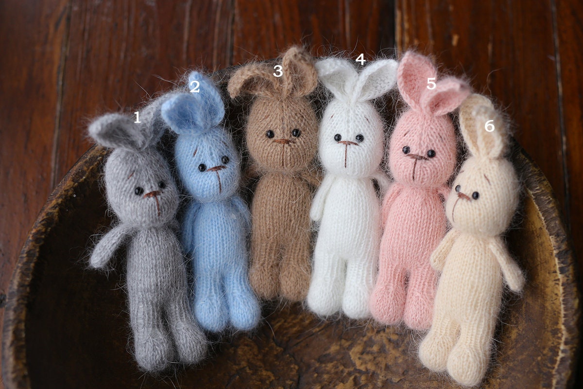 Knitted Newborn  Bunny Toy for Photography,Newborn Crochet Rabbit Toy,Newborn Photography props,Easter bunny knitted toy,Newborn Props Set