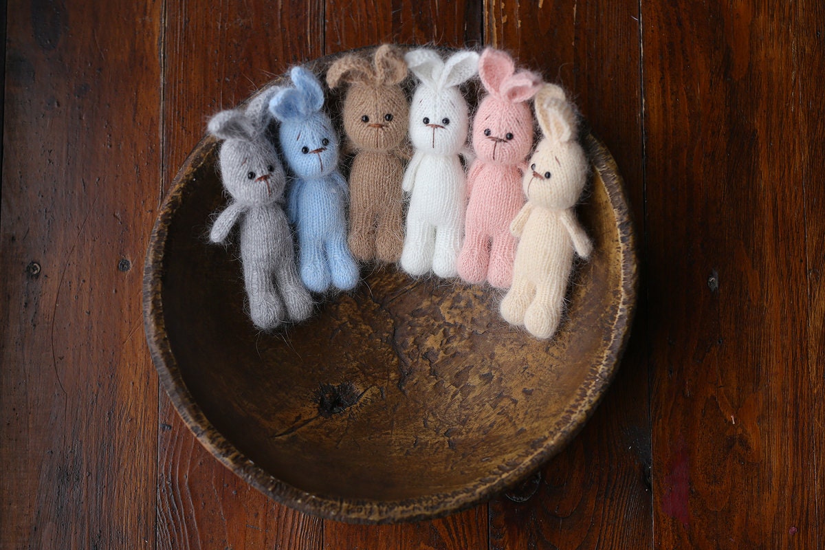 Knitted Newborn  Bunny Toy for Photography,Newborn Crochet Rabbit Toy,Newborn Photography props,Easter bunny knitted toy,Newborn Props Set