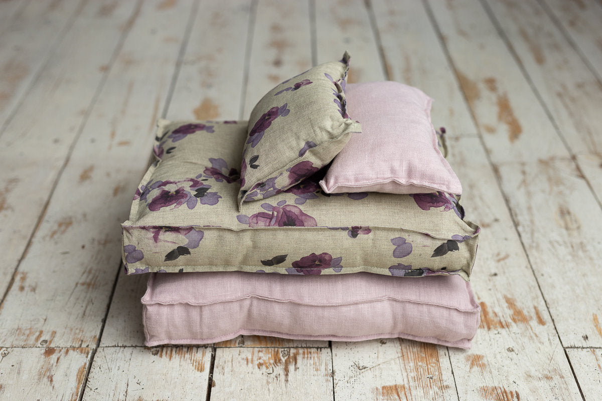 Newborn linen Posing Bed and Pillow, Newborn Floor Poser Pillow, Newborn Bedding Prop, Newborn Photography Props Bed, Newborn Posing Pillow