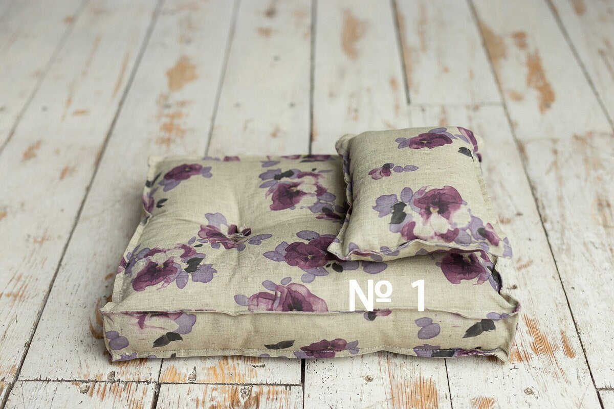 Newborn linen Posing Bed and Pillow, Newborn Floor Poser Pillow, Newborn Bedding Prop, Newborn Photography Props Bed, Newborn Posing Pillow