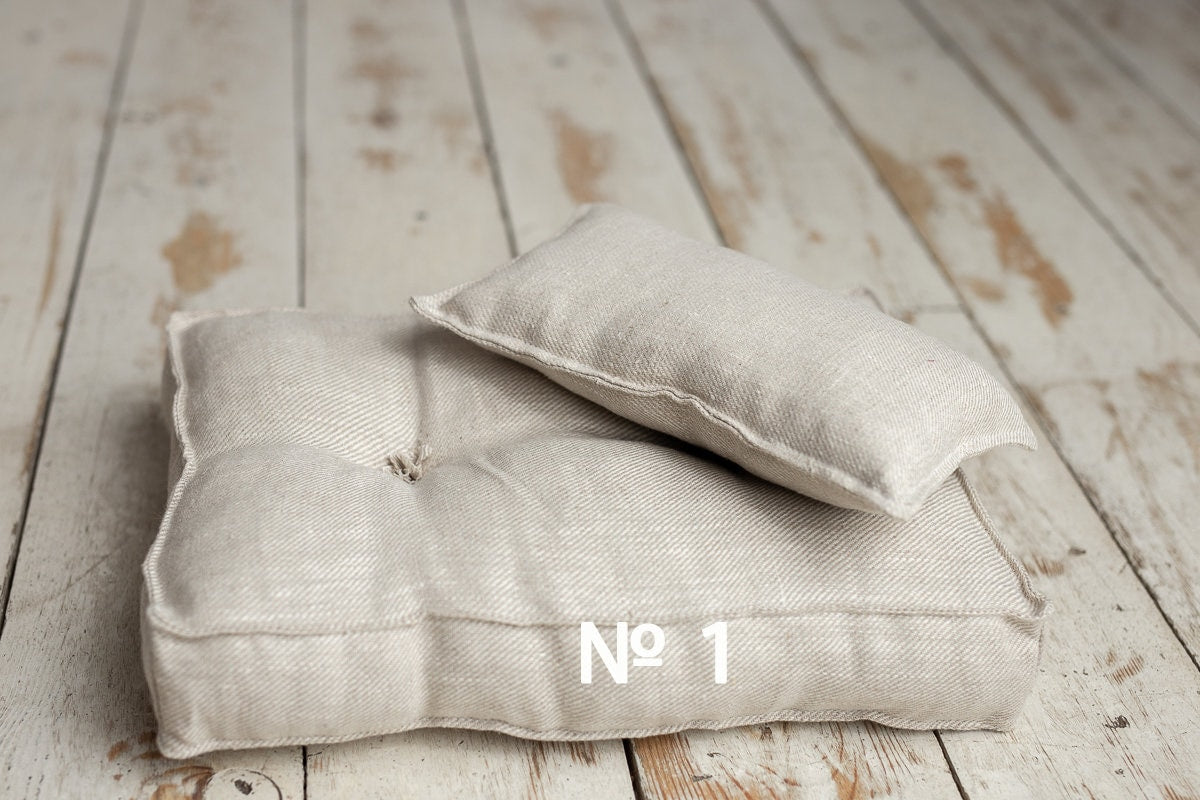 Newborn linen Posing Bed and Pillow, Newborn Floor Poser Pillow, Newborn Bedding Prop, Newborn Photography Props Bed, Newborn Posing Pillow