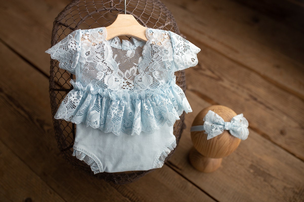 Newborn Girl Romper, Newborn Girl Outfit, Newborn Photography Props, Newborn Photo Props, Newborn romper with Headband for newborn girls,RTS