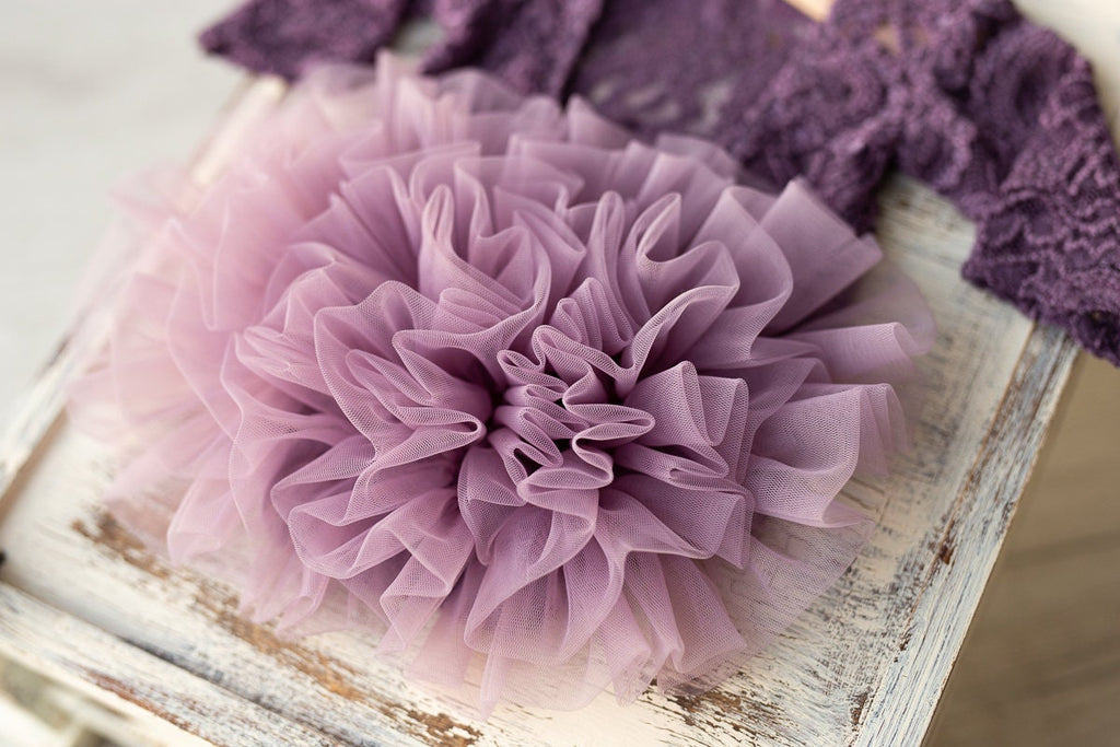 Purple lace romper for newborn girl photography outfit,Newborn Romper,Newborn Outfit,Newborn romper with Headband,Newborn Photography Prop