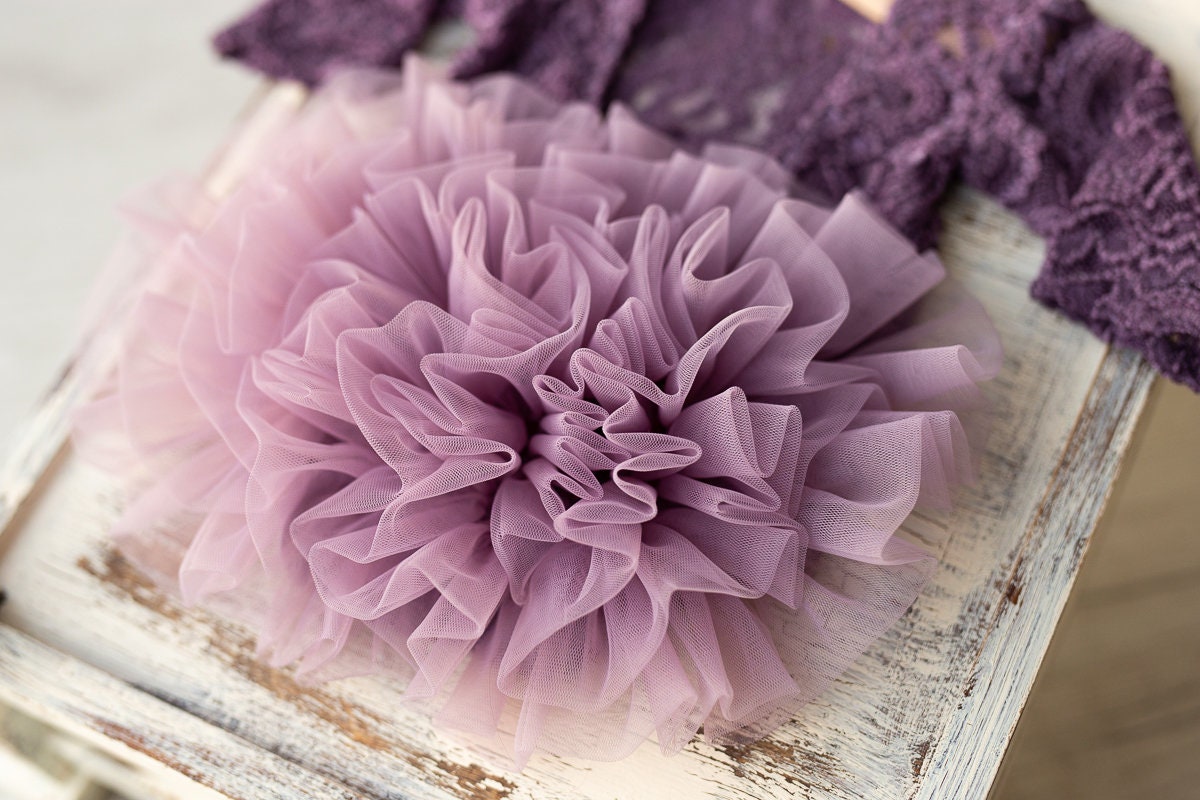 Purple lace romper for newborn girl photography outfit,Newborn Romper,Newborn Outfit,Newborn romper with Headband,Newborn Photography Prop