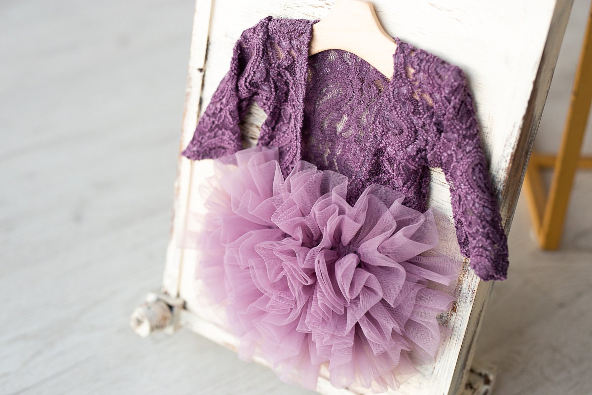 Purple lace romper for newborn girl photography outfit,Newborn Romper,Newborn Outfit,Newborn romper with Headband,Newborn Photography Prop