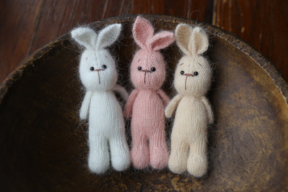 Knitted Newborn  Bunny Toy for Photography,Newborn Crochet Rabbit Toy,Newborn Photography props,Easter bunny knitted toy,Newborn Props Set