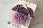Purple lace romper for newborn girl photography outfit,Newborn Romper,Newborn Outfit,Newborn romper with Headband,Newborn Photography Prop