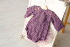 Purple lace romper for newborn girl photography outfit,Newborn Romper,Newborn Outfit,Newborn romper with Headband,Newborn Photography Prop
