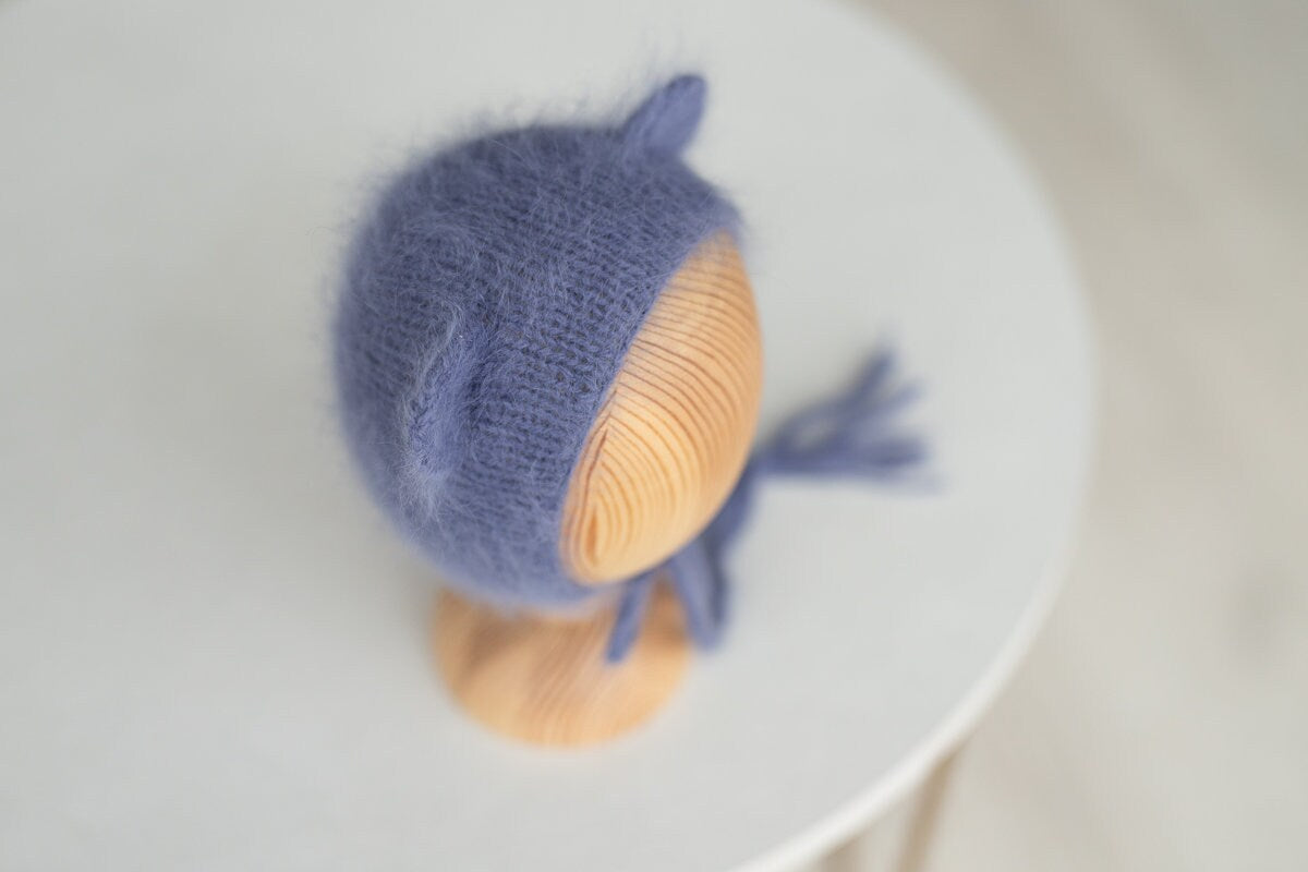 Newborn Knit Bonnet,Newborn Teddy Bear Sleep Hat,Newborn Hat,Newborn outfit,Newborn cap,Newborn photography,Newborn Knitted Sleeper Hat