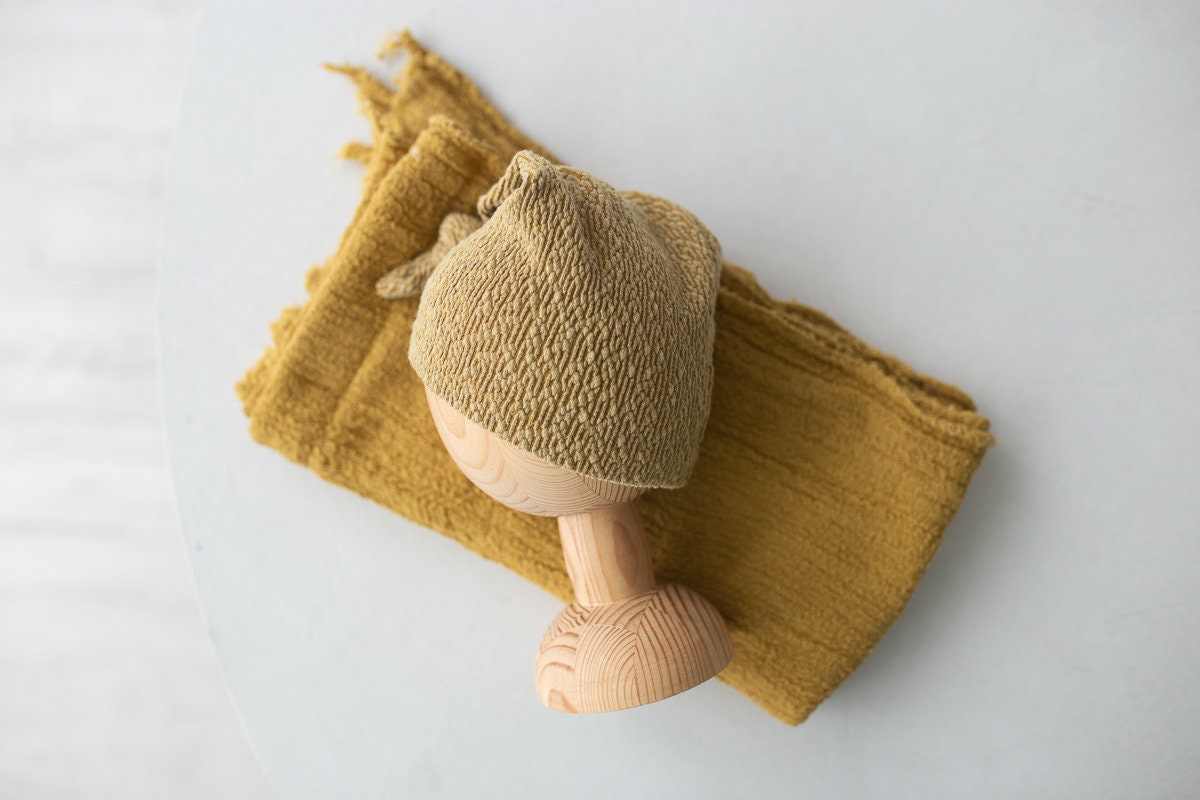 Mustard Newborn Photography Prop Set,Photo Prop,Newborn set,Newborn photo prop,Newborn photography outfit,Newborn knitted hat,Knitted Bonnet