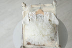 White lace romper for newborn girl photography outfit,Newborn Romper,Newborn Outfit,Newborn romper with Headband,Newborn Photography Prop