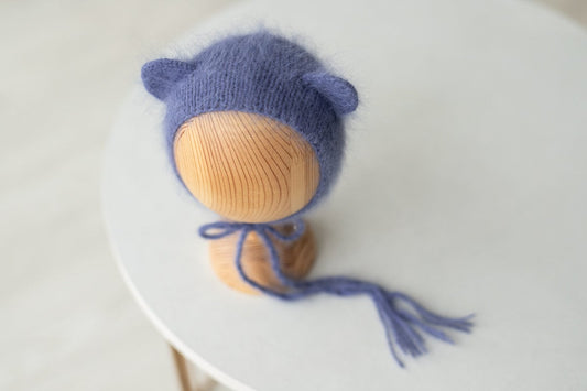 Newborn Knit Bonnet,Newborn Teddy Bear Sleep Hat,Newborn Hat,Newborn outfit,Newborn cap,Newborn photography,Newborn Knitted Sleeper Hat