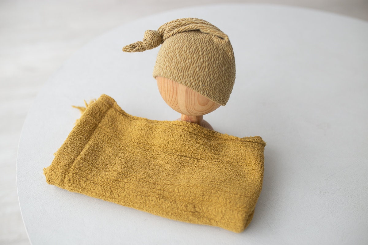 Mustard Newborn Photography Prop Set,Photo Prop,Newborn set,Newborn photo prop,Newborn photography outfit,Newborn knitted hat,Knitted Bonnet