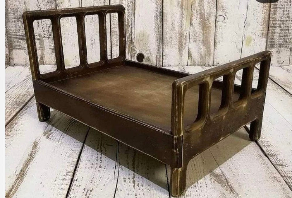Newborn Wooden Bed,Real Wood Newborn Bed Prop,Newborn Photography Props,Newborn Photo Prop,Nursery Decor,Doll Bed,Rustic Wooden Bed
