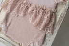 Newborn girl romper with elegant lace trim & headband,Newborn Romper,Newborn photography prop,Newborn photo outfit girl,Pregnancy gift