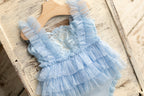 Blue newborn romper for girl with elegant lace trim, headband and newborn pillow prop,Newborn Girl Romper,Newborn Outfit,Newborn Photography