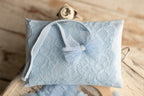 Blue newborn romper for girl with elegant lace trim, headband and newborn pillow prop,Newborn Girl Romper,Newborn Outfit,Newborn Photography