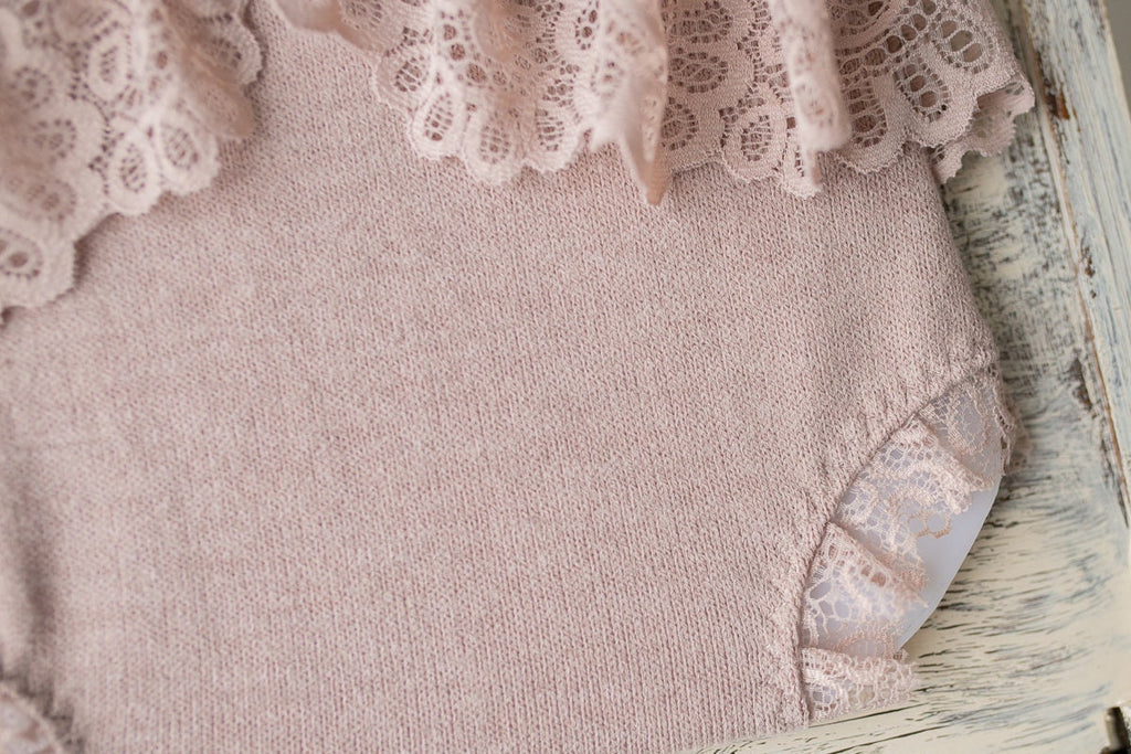 Newborn girl romper with elegant lace trim & headband,Newborn Romper,Newborn photography prop,Newborn photo outfit girl,Pregnancy gift