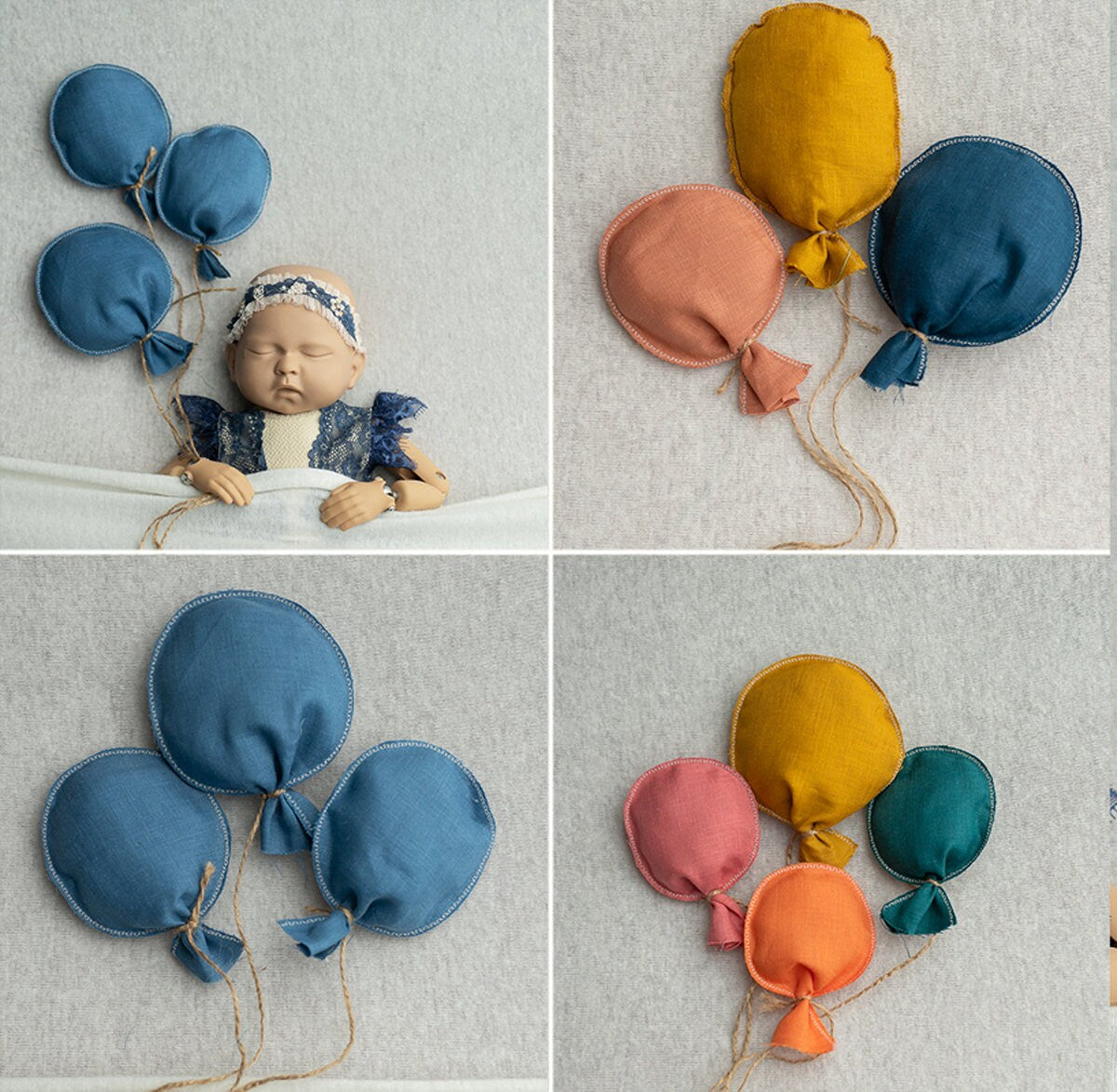 Newborn linen balloons Toys, Newborn Photography Props Set,Newborn Balloon Decor, Newborn Cloud Props,Small Linen Balloons Props, RTS!
