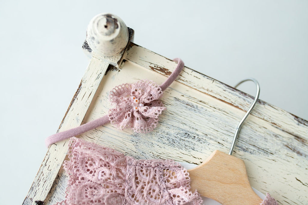 Newborn romper with Headband for newborn girls, Newborn Lace Romper, Newborn Outfit, Newborn Girl Outfit, Newborn Photography Props