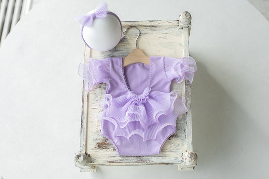 Newborn girl romper with elegant lace trim & headband,Newborn Romper,Newborn photography prop,Newborn photo outfit girl,Pregnancy gift