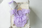 Newborn girl romper with elegant lace trim & headband,Newborn Romper,Newborn photography prop,Newborn photo outfit girl,Pregnancy gift