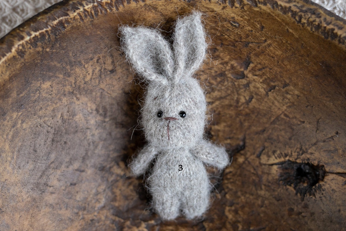 Newborn Knitted Bunny Photography Props, Newborn Knit Rabbit Toy,Baby Bunny Crochet Toy,Newborn Photography Prop, Knit Newborn Rabbit Toy