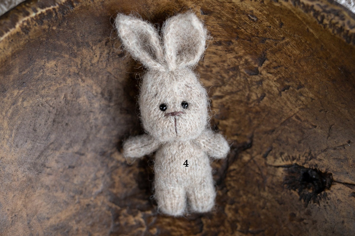 Newborn Knitted Bunny Photography Props, Newborn Knit Rabbit Toy,Baby Bunny Crochet Toy,Newborn Photography Prop, Knit Newborn Rabbit Toy
