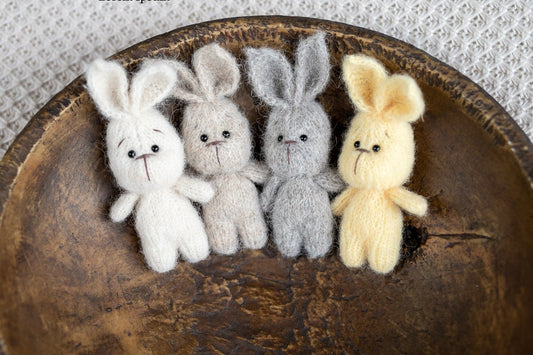 Newborn Knitted Bunny Photography Props, Newborn Knit Rabbit Toy,Baby Bunny Crochet Toy,Newborn Photography Prop, Knit Newborn Rabbit Toy