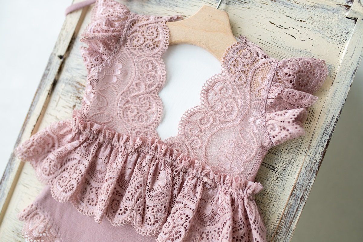 Newborn romper with Headband for newborn girls, Newborn Lace Romper, Newborn Outfit, Newborn Girl Outfit, Newborn Photography Props