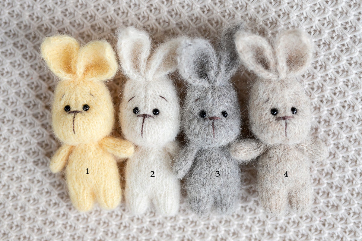 Newborn Knitted Bunny Photography Props, Newborn Knit Rabbit Toy,Baby Bunny Crochet Toy,Newborn Photography Prop, Knit Newborn Rabbit Toy