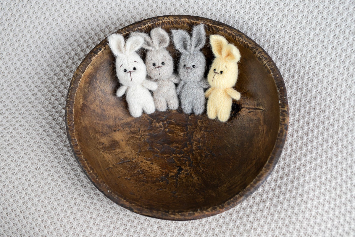 Newborn Knitted Bunny Photography Props, Newborn Knit Rabbit Toy,Baby Bunny Crochet Toy,Newborn Photography Prop, Knit Newborn Rabbit Toy