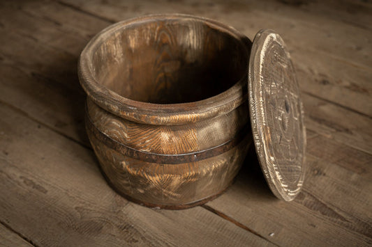 Newborn wood barrel,Newborn barrel,Newborn wooden bowl,Carved Wooden barrel,Newborn photography,Newborn photo prop,Newborn wood bucket