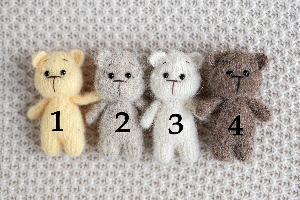 Newborn Knit Teddy Bear Outfit with Toy,Newborn Photography Props Set, Newborn Teddy Bear Outfit, Newborn Photo Props,Baby Bear Crochet Toy