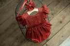 Newborn Romper girl made of velvet fabric with lace and headband,Newborn Outfit,Newborn Photography Props,Newborn Photo Props,Pregnancy gift