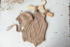 Knitted romper and bonnet,Newborn Photography Prop Set,Newborn photography outfit,Newborn girl photoshoot outfit,Pregnancy gift