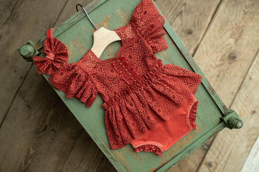 Newborn Romper girl made of velvet fabric with lace and headband,Newborn Outfit,Newborn Photography Props,Newborn Photo Props,Pregnancy gift