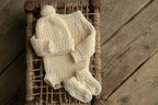 Newborn Knit romper,Newborn Knited set,Newborn Hat,Newborn outfit,Newborn cap,Newborn photography,Pregnancy gift,Knitted newborn photo props