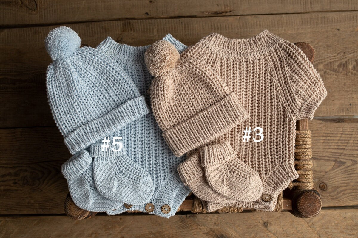 Newborn Knit romper,Newborn Knited set,Newborn Hat,Newborn outfit,Newborn cap,Newborn photography,Pregnancy gift,Knitted newborn photo props