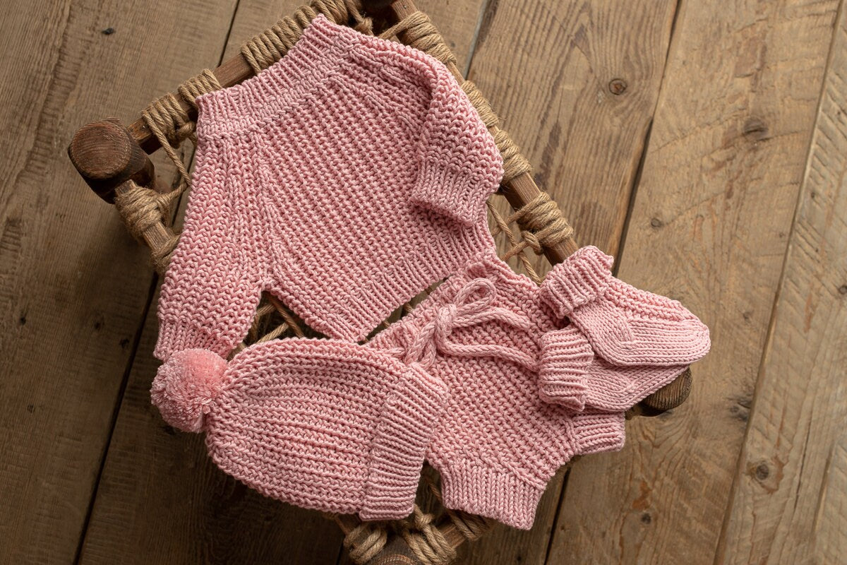 Newborn Knited set,Newborn Knit romper,Newborn Hat,Newborn outfit,Newborn cap,Newborn photography,Pregnancy gift,Knitted newborn photo props