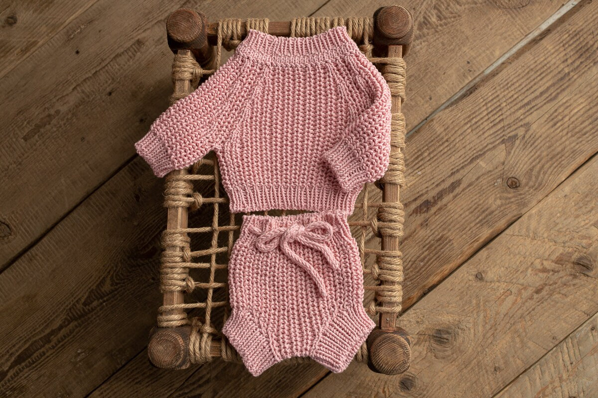 Newborn Knited set,Newborn Knit romper,Newborn Hat,Newborn outfit,Newborn cap,Newborn photography,Pregnancy gift,Knitted newborn photo props