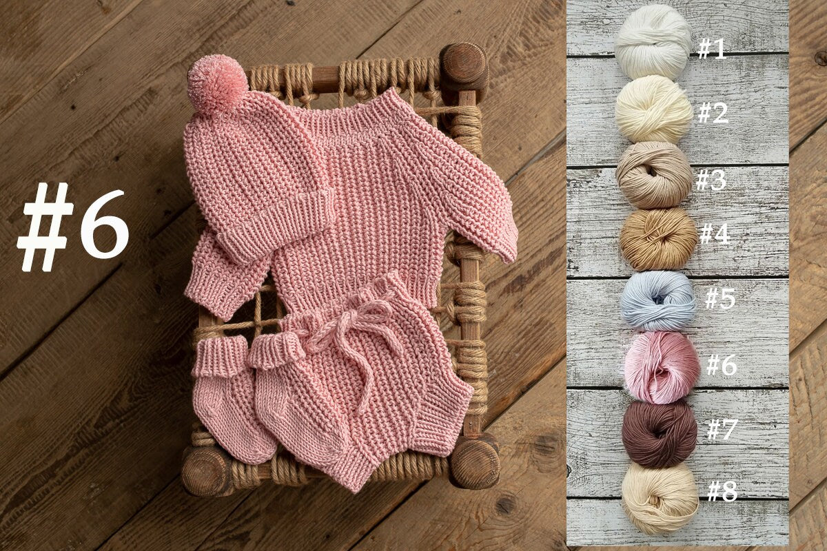 Newborn Knited set,Newborn Knit romper,Newborn Hat,Newborn outfit,Newborn cap,Newborn photography,Pregnancy gift,Knitted newborn photo props