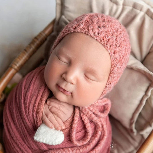 Newborn Knit Sleep Hat,Newborn Knitted Outfit,Newborn Knit bonnet,Newborn outfit,Newborn cap,Newborn photography,Newborn Knitted Sleeper Hat