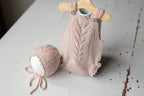 Knitted romper & bonnet,Newborn Photography Prop Set,Newborn photography outfit,Newborn girl photoshoot outfit,Pregnancy gift,Newborn props