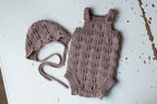 Knitted romper and bonnet,Newborn knitted Set,Newborn photography outfit,Сable knit romper,Pregnancy gift,newborn knit outfit,newborn props